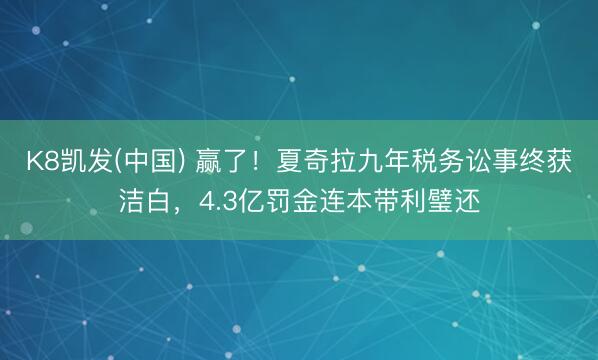 K8凯发(中国) 赢了！夏奇拉九年税务讼事终获洁白，4.3亿罚金连本带利璧还