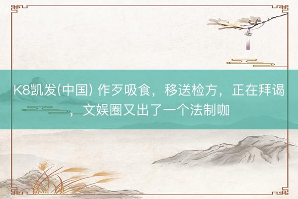 K8凯发(中国) 作歹吸食，移送检方，正在拜谒，文娱圈又出了一个法制咖