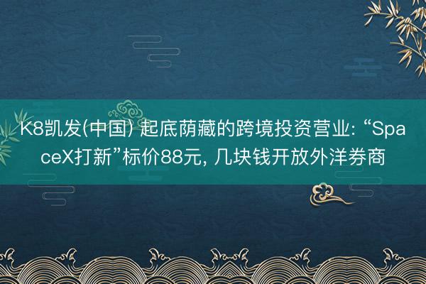 K8凯发(中国) 起底荫藏的跨境投资营业: “SpaceX打新”标价88元， 几块钱开放外洋券商