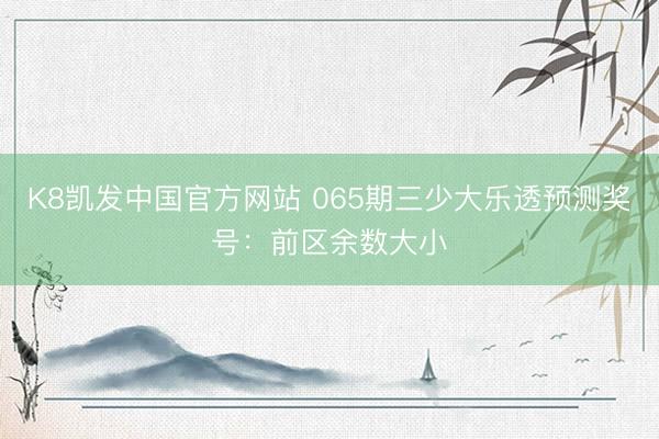 K8凯发中国官方网站 065期三少大乐透预测奖号：前区余数大小