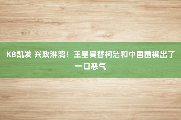 K8凯发 兴致淋漓！王星昊替柯洁和中国围棋出了一口恶气